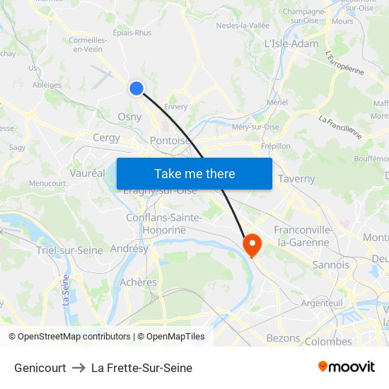 Genicourt to La Frette-Sur-Seine map