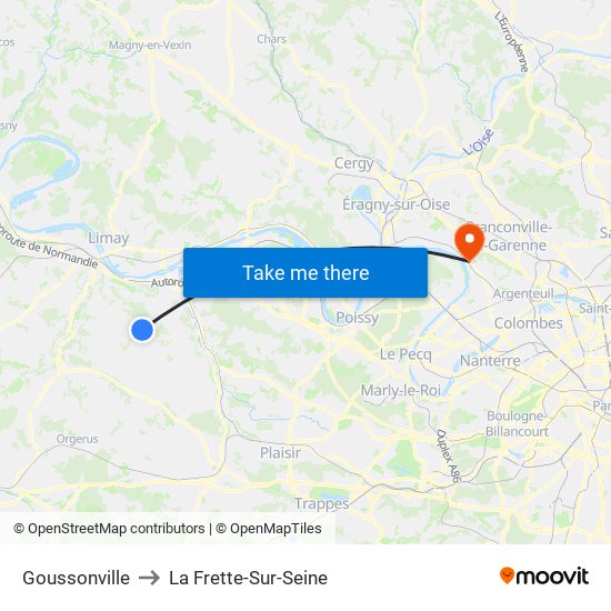 Goussonville to La Frette-Sur-Seine map