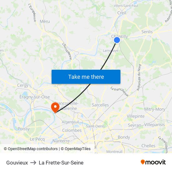 Gouvieux to La Frette-Sur-Seine map