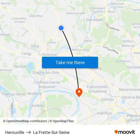 Herouville to La Frette-Sur-Seine map