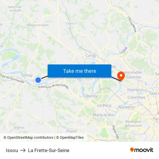 Issou to La Frette-Sur-Seine map