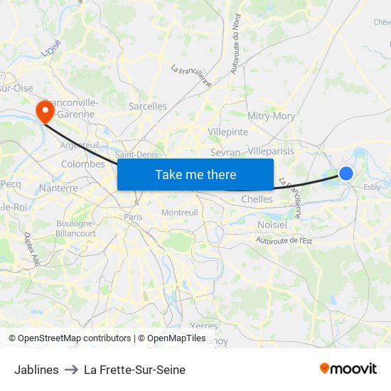 Jablines to La Frette-Sur-Seine map