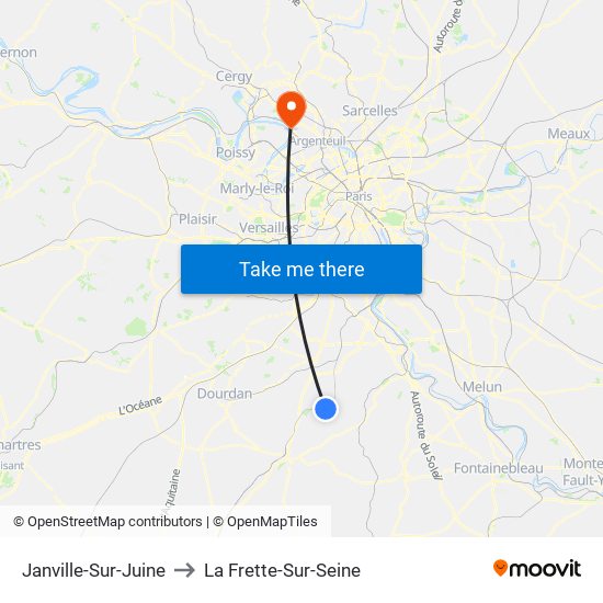 Janville-Sur-Juine to La Frette-Sur-Seine map