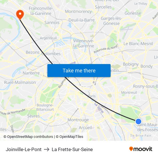 Joinville-Le-Pont to La Frette-Sur-Seine map