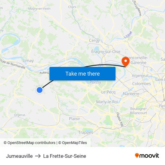 Jumeauville to La Frette-Sur-Seine map