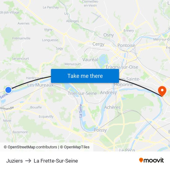 Juziers to La Frette-Sur-Seine map