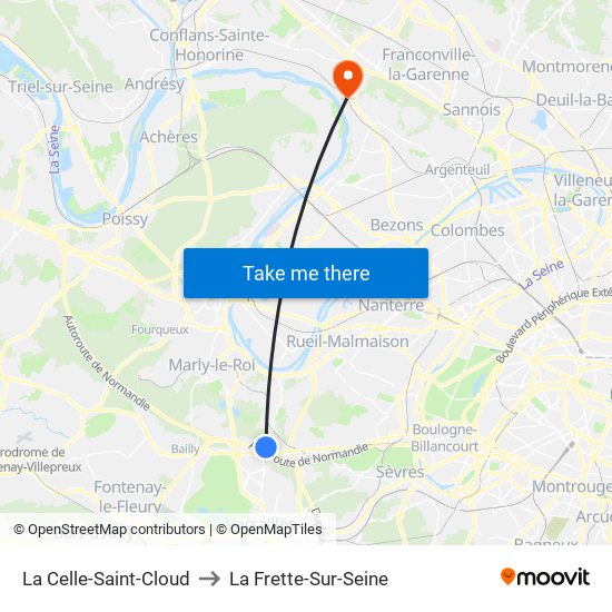 La Celle-Saint-Cloud to La Frette-Sur-Seine map
