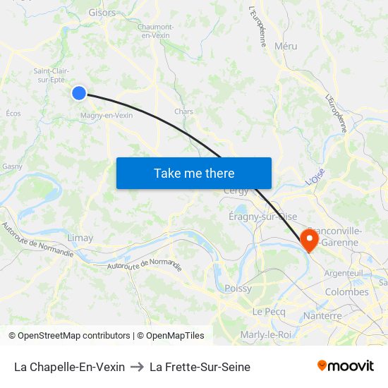 La Chapelle-En-Vexin to La Frette-Sur-Seine map