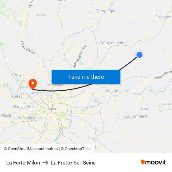 La Ferte-Milon to La Frette-Sur-Seine map