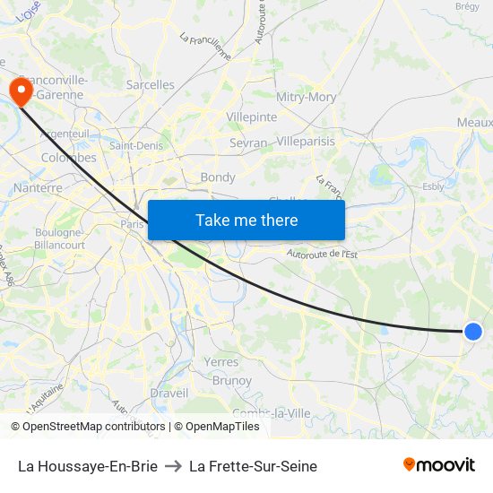 La Houssaye-En-Brie to La Frette-Sur-Seine map