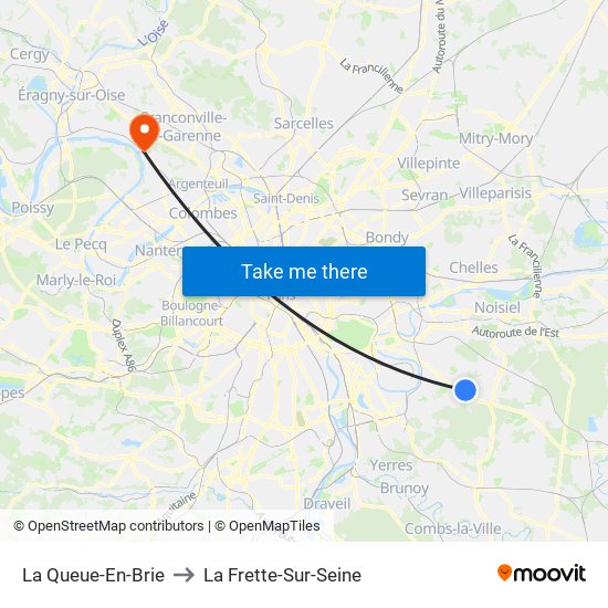 La Queue-En-Brie to La Frette-Sur-Seine map