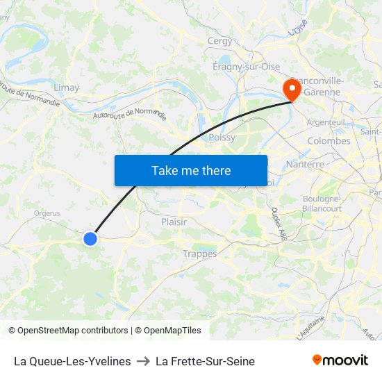 La Queue-Les-Yvelines to La Frette-Sur-Seine map