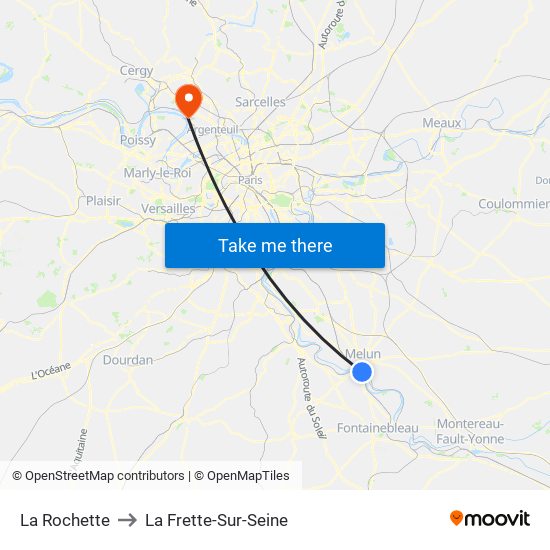 La Rochette to La Frette-Sur-Seine map