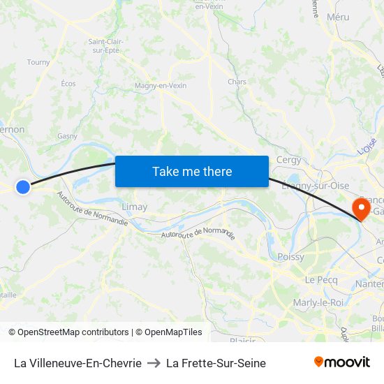 La Villeneuve-En-Chevrie to La Frette-Sur-Seine map