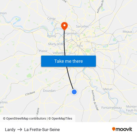 Lardy to La Frette-Sur-Seine map