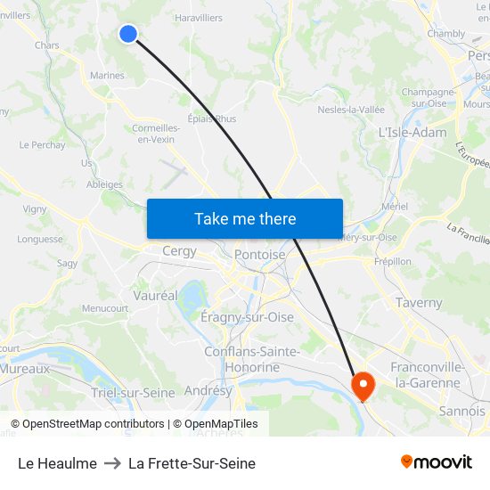 Le Heaulme to La Frette-Sur-Seine map