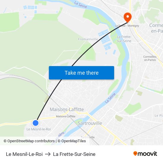 Le Mesnil-Le-Roi to La Frette-Sur-Seine map