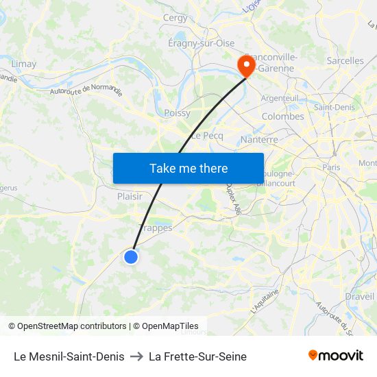 Le Mesnil-Saint-Denis to La Frette-Sur-Seine map