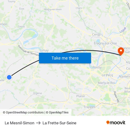 Le Mesnil-Simon to La Frette-Sur-Seine map