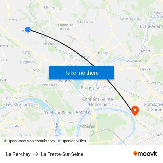 Le Perchay to La Frette-Sur-Seine map