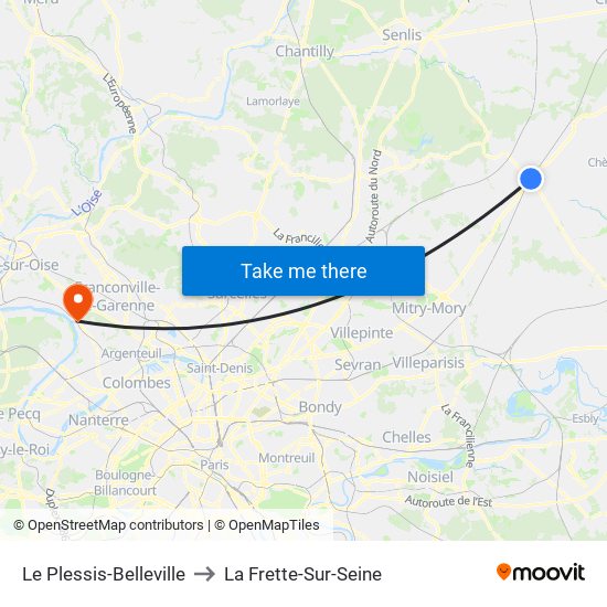 Le Plessis-Belleville to La Frette-Sur-Seine map