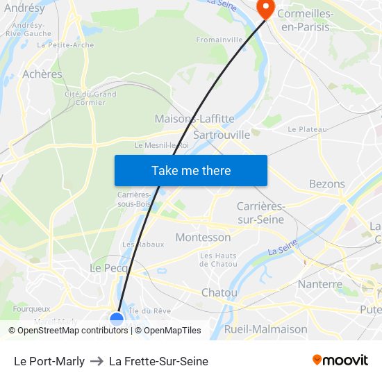 Le Port-Marly to La Frette-Sur-Seine map