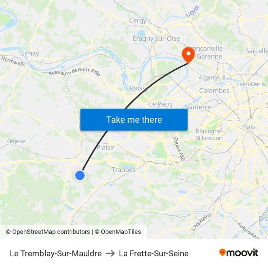 Le Tremblay-Sur-Mauldre to La Frette-Sur-Seine map