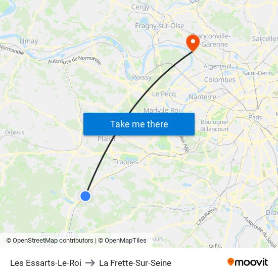 Les Essarts-Le-Roi to La Frette-Sur-Seine map
