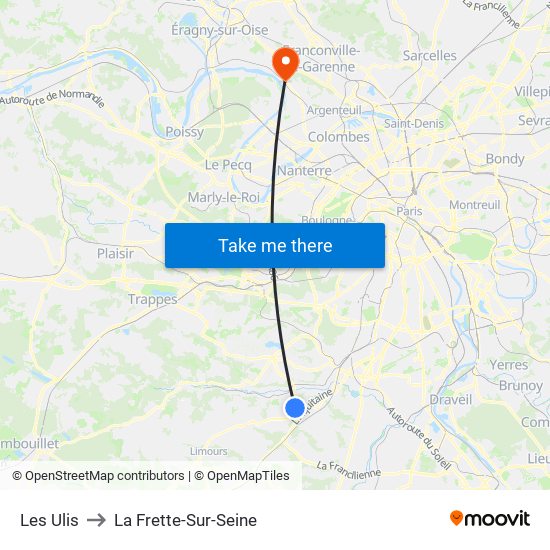 Les Ulis to La Frette-Sur-Seine map