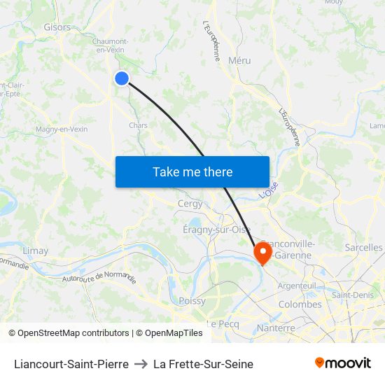 Liancourt-Saint-Pierre to La Frette-Sur-Seine map