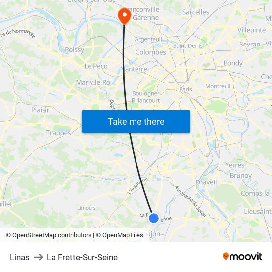 Linas to La Frette-Sur-Seine map
