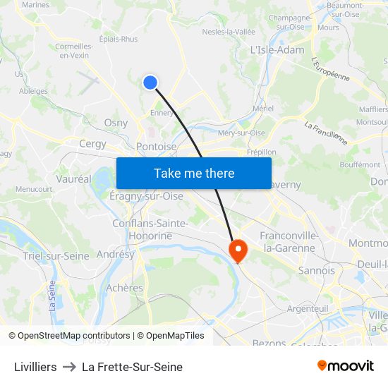 Livilliers to La Frette-Sur-Seine map