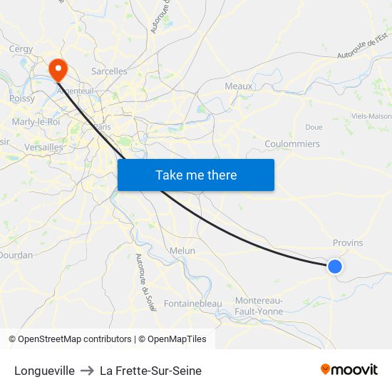 Longueville to La Frette-Sur-Seine map