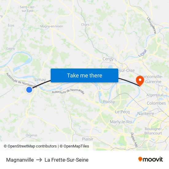 Magnanville to La Frette-Sur-Seine map