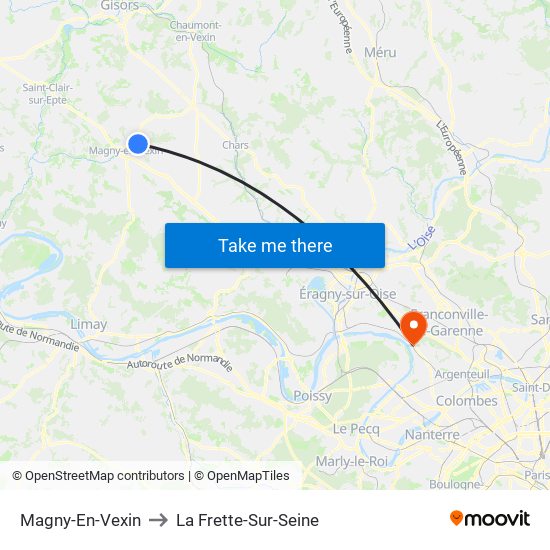 Magny-En-Vexin to La Frette-Sur-Seine map