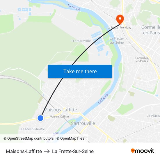 Maisons-Laffitte to La Frette-Sur-Seine map