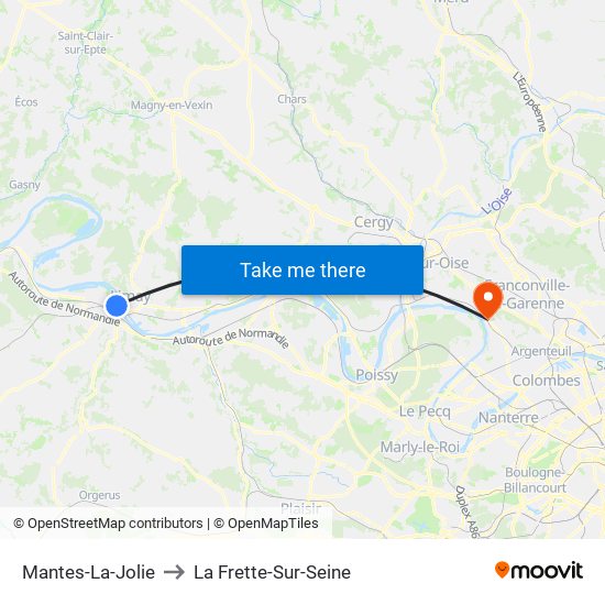 Mantes-La-Jolie to La Frette-Sur-Seine map