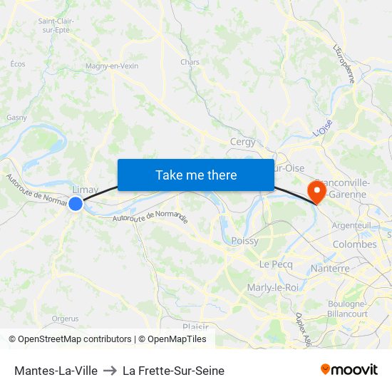 Mantes-La-Ville to La Frette-Sur-Seine map