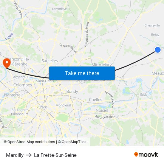 Marcilly to La Frette-Sur-Seine map