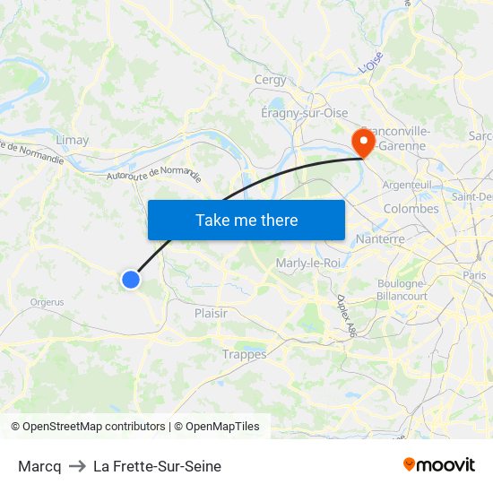 Marcq to La Frette-Sur-Seine map