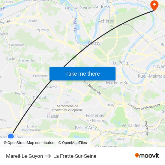 Mareil-Le-Guyon to La Frette-Sur-Seine map