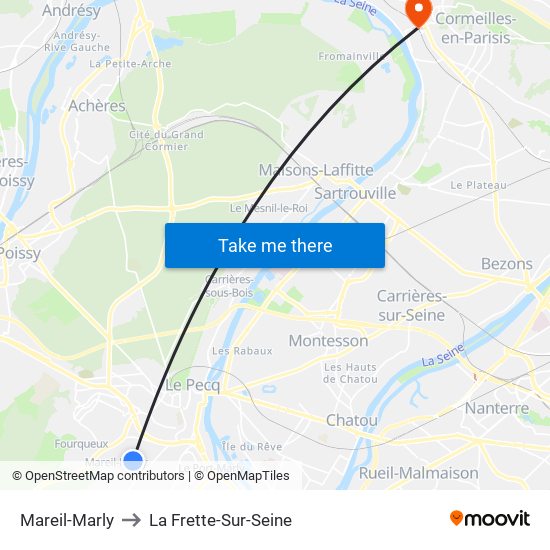 Mareil-Marly to La Frette-Sur-Seine map