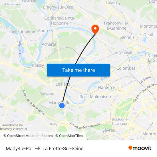 Marly-Le-Roi to La Frette-Sur-Seine map