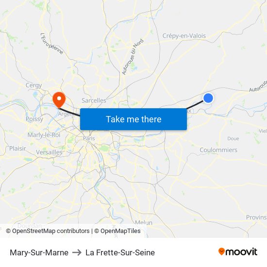 Mary-Sur-Marne to La Frette-Sur-Seine map