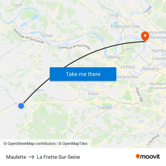 Maulette to La Frette-Sur-Seine map