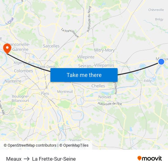 Meaux to La Frette-Sur-Seine map