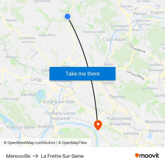 Menouville to La Frette-Sur-Seine map