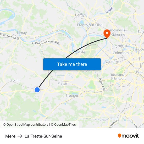 Mere to La Frette-Sur-Seine map