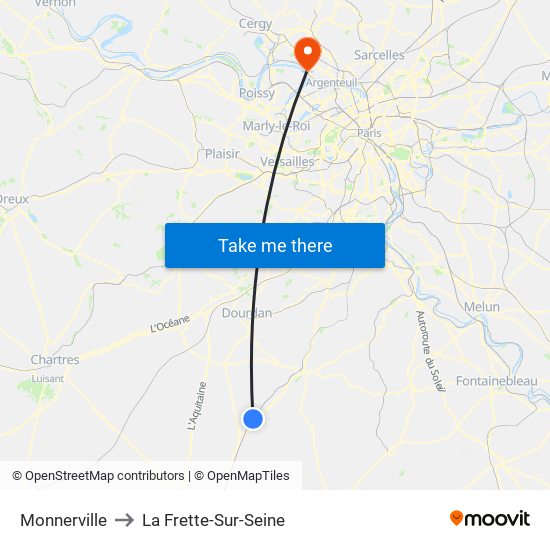Monnerville to La Frette-Sur-Seine map