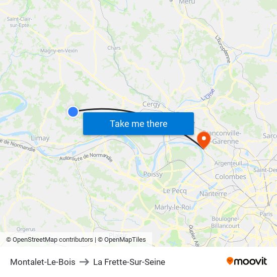 Montalet-Le-Bois to La Frette-Sur-Seine map